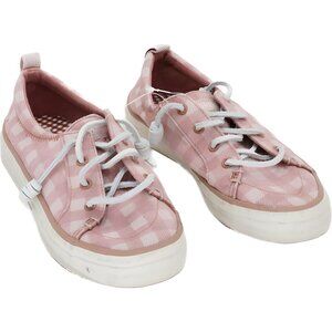 Sperry Crest Vibe Gingham Canvas Sneakers Pink Slip-On Women's US 6